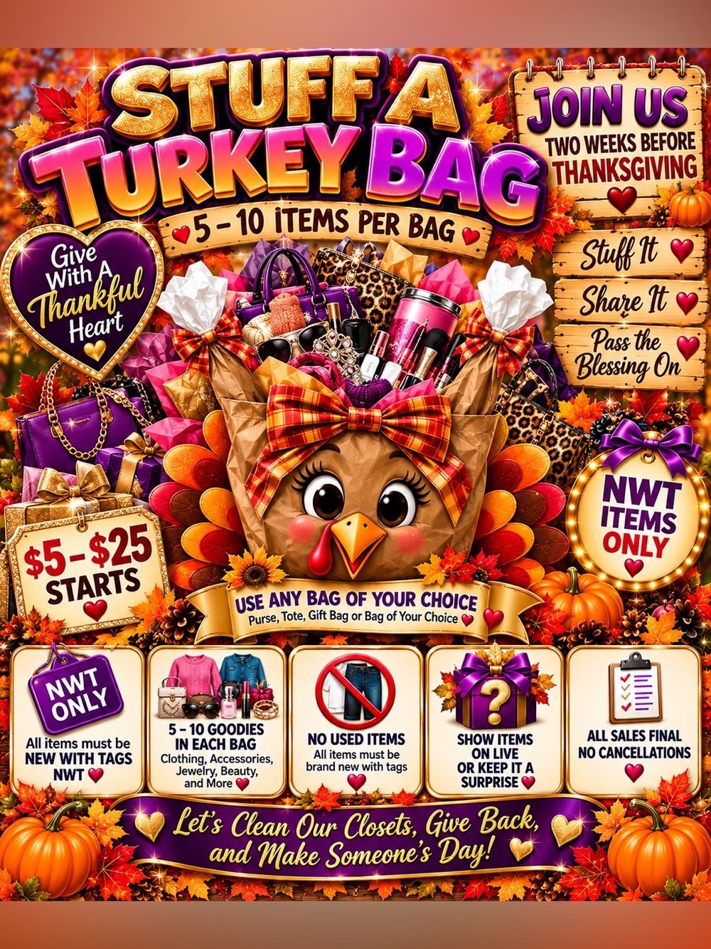 Stuff A Turkey Bag Thanksgiving 2 weeks before Thanksgiving like and share
